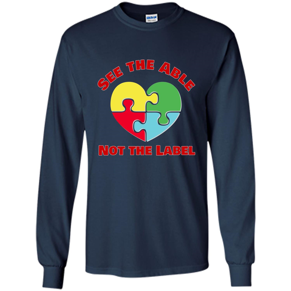 Autism Awareness T-shirt See the Able Not the Label Navy
