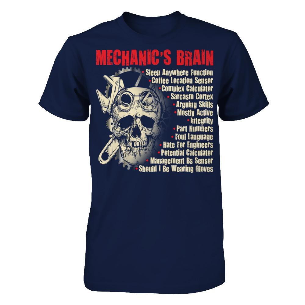 Mechanic's Brain - Sleep Anywhere Function, Coffee Location Sensor, Complex Calculator Gildan - Short Sleeve Tee Navy