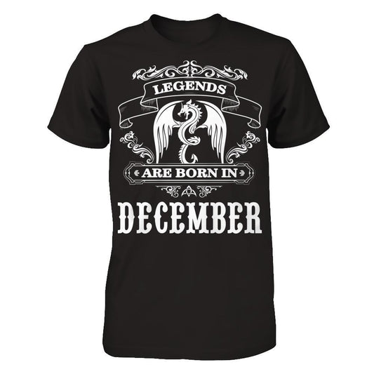 Legends Are Born In December T-shirt Next Level - Unisex Fitted Tee Black