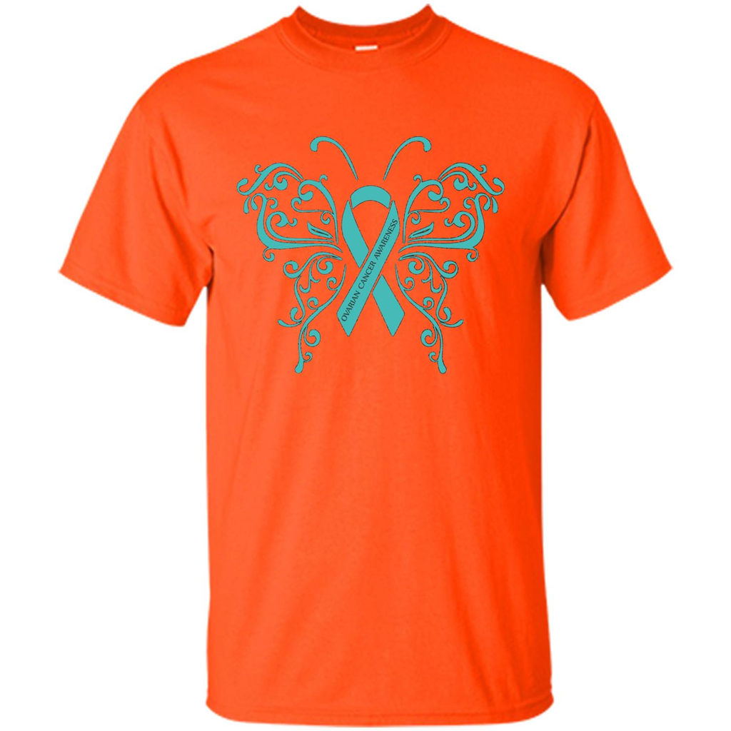 Ovarian Cancer Awareness Butterfly T-Shirt Orange