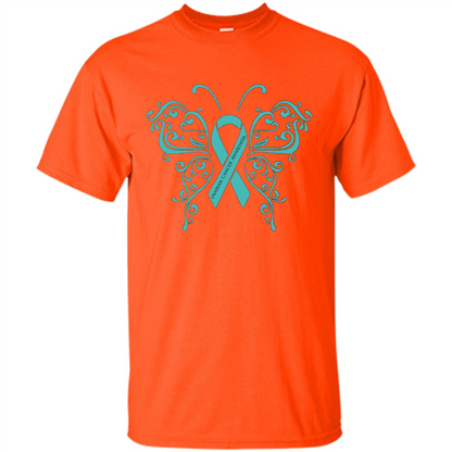 Ovarian Cancer Awareness Butterfly T-Shirt Orange