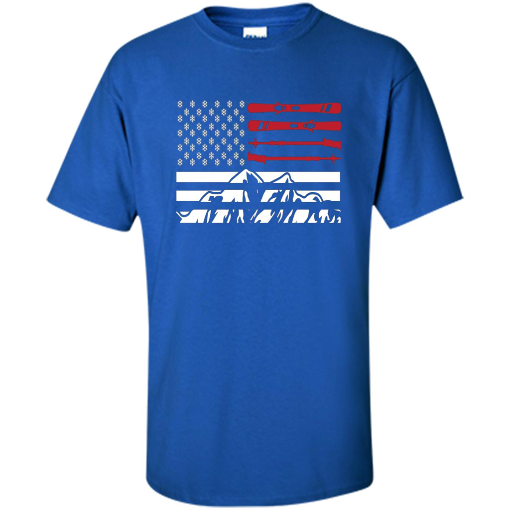 Skiing American Flag T-Shirt Royal