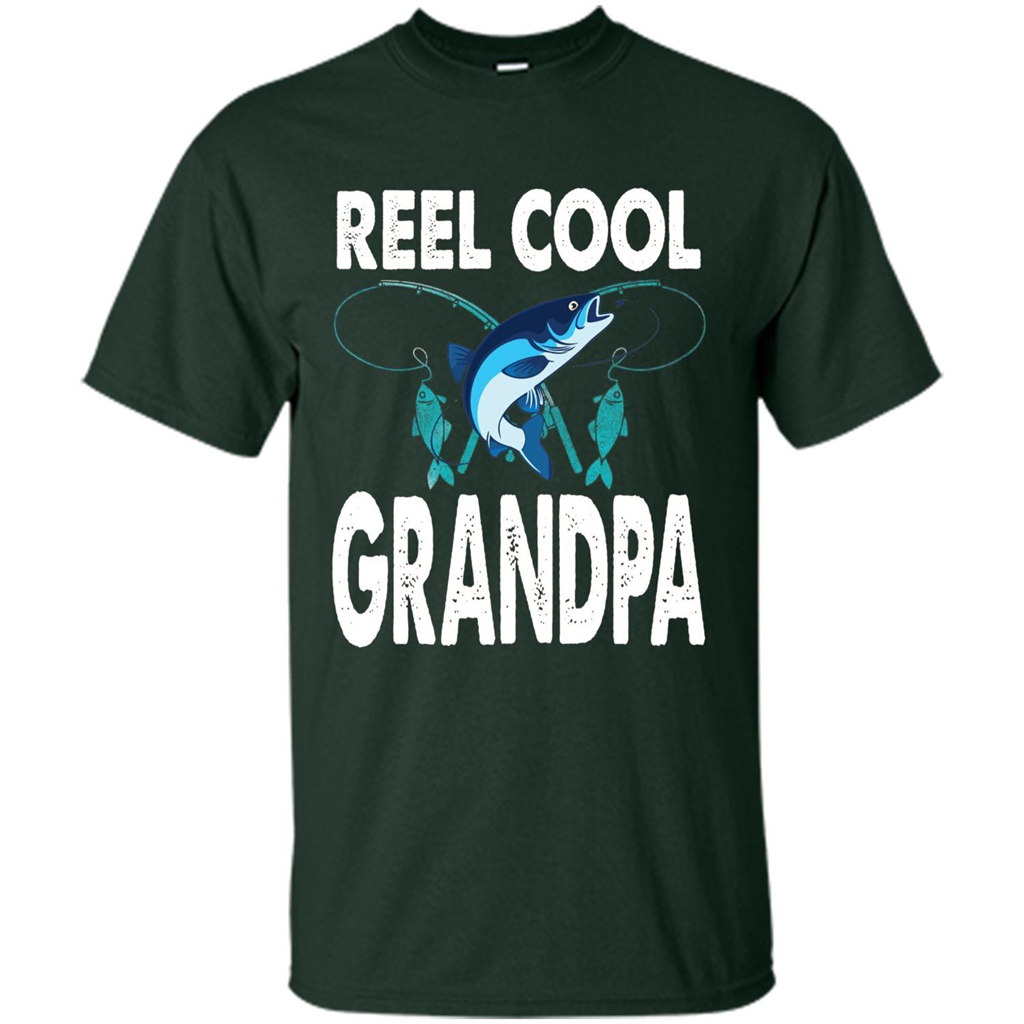 Fathers Day T-shirt Reel Cool Grandpa Forest Green