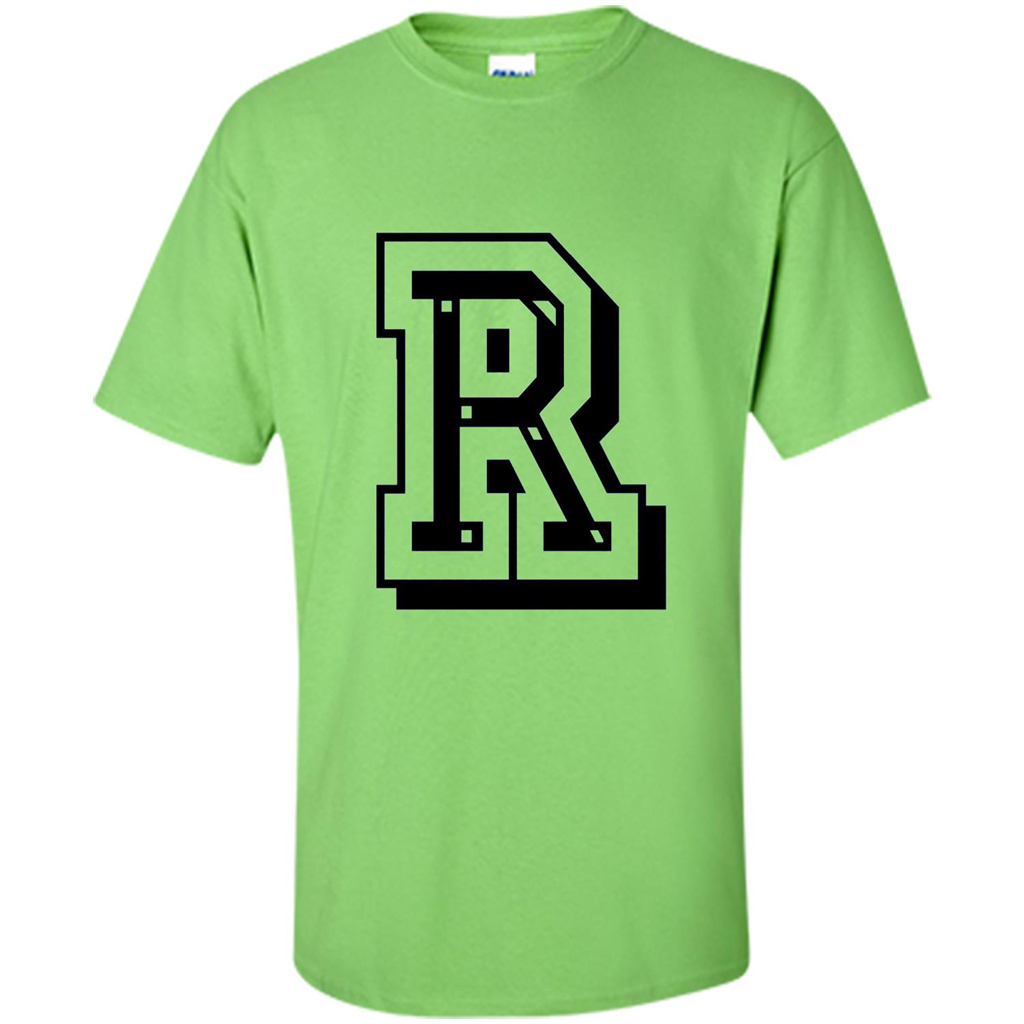 Letter R Initial T-Shirt for Names or Spelling Words Lime