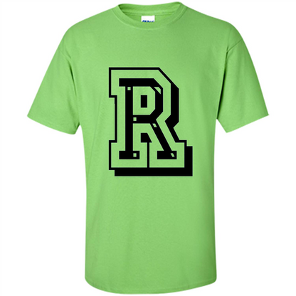 Letter R Initial T-Shirt for Names or Spelling Words Lime