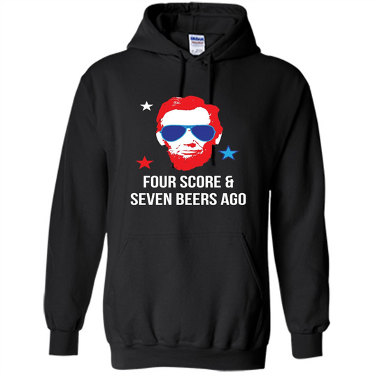 Independen Day T-shirt Funny 4th of July - Four Score And Seven Beers Ago Black