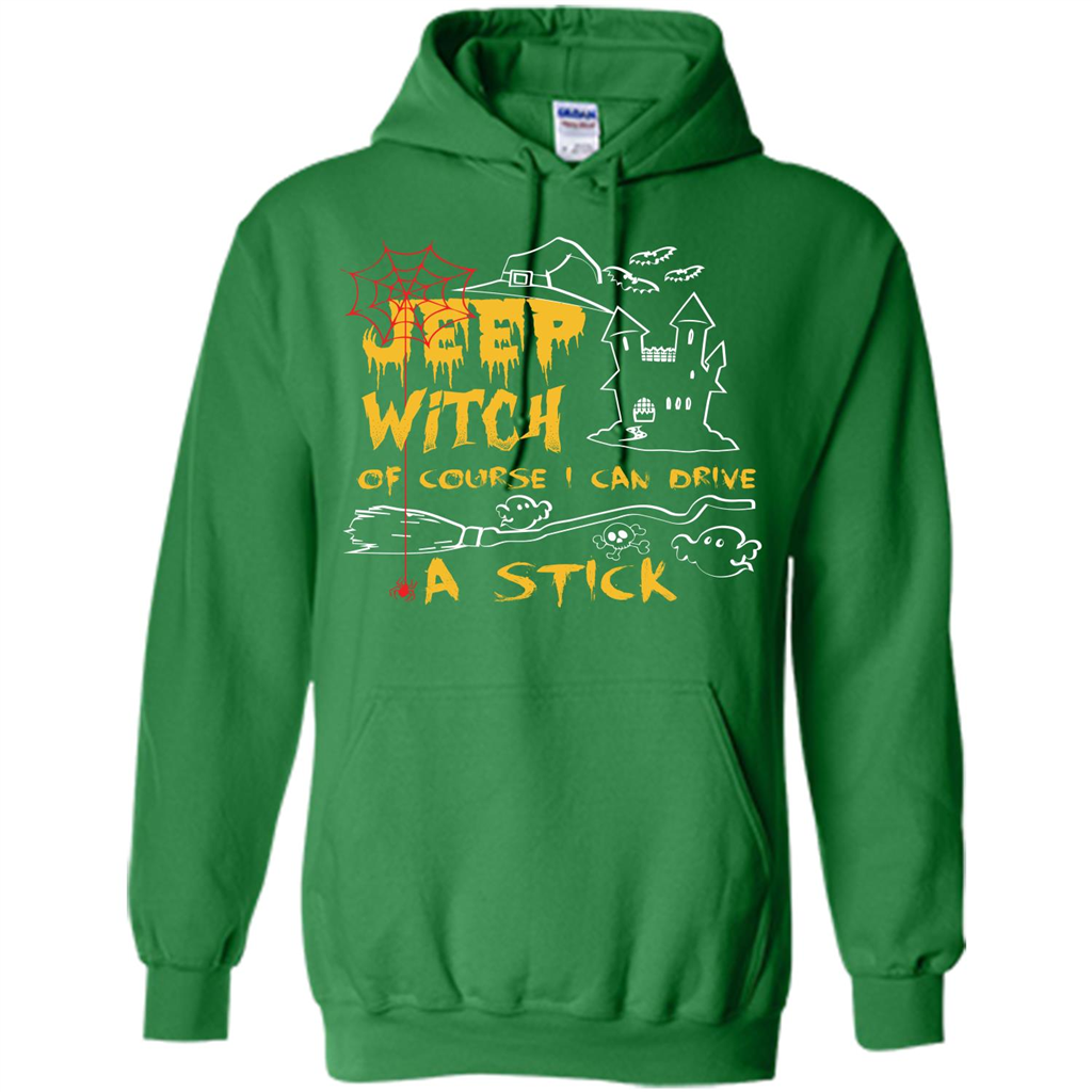 Halloween T-shirt Jeep Witch Of Course I Can Drive A Stick T-shirt Irish Green