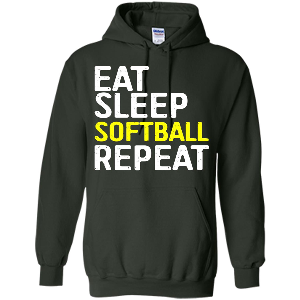 Softball T-shirt Eat Sleep Softball Repeat T-shirt Forest Green