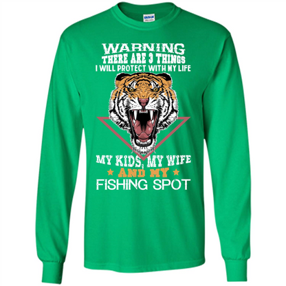 Fisherman T-shirt Warning There Are 3 Things I Will Protect With My Life Irish Green