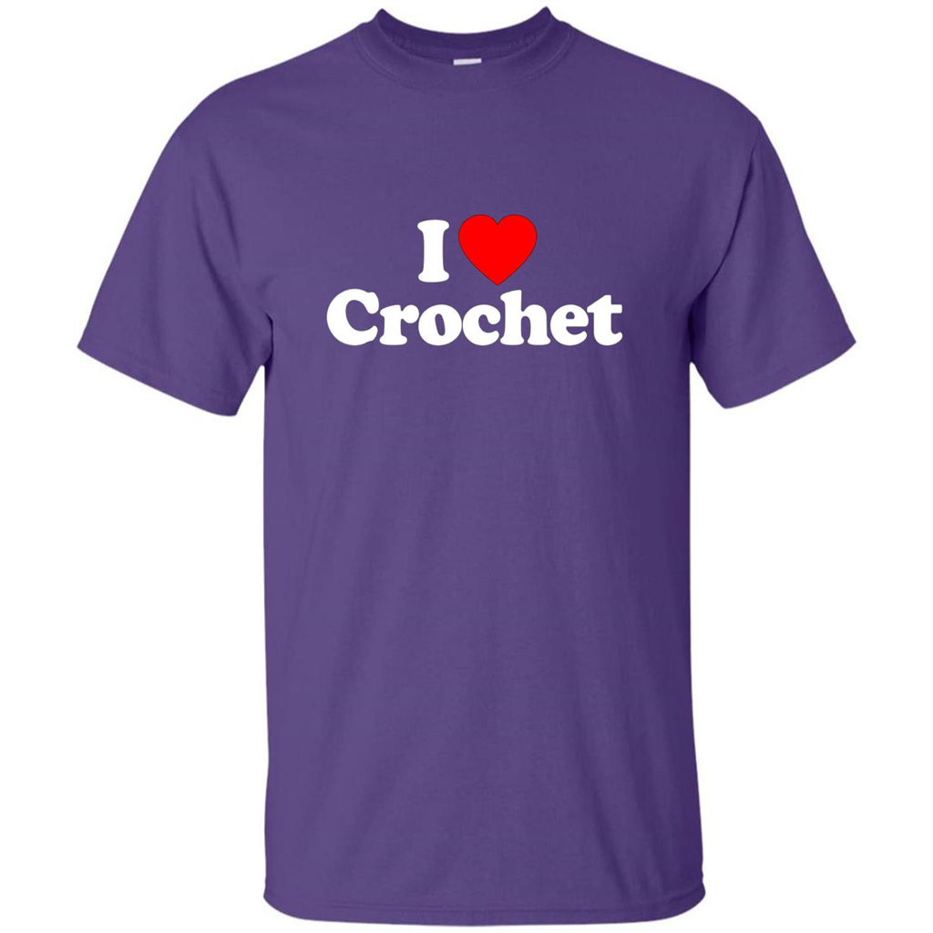 I Love Heart Crochet T-shirt Purple
