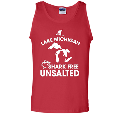 Lake Michigan T-Shirt Unsalted Shark Free Great Lakes T-shirt Red