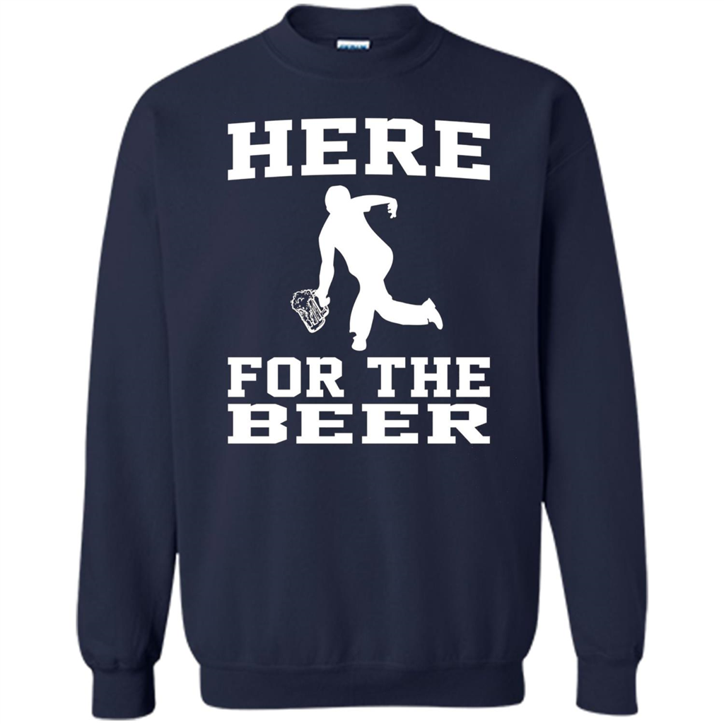 Funny Bowling Drinking Shirt Here For The Beer T-shirt Navy