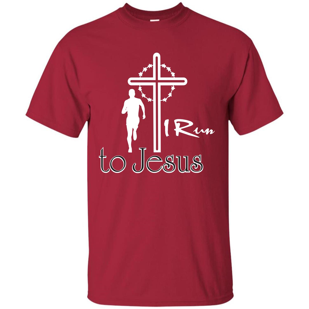 Christian T-shirt I Run To Jesus T-shirt Cardinal