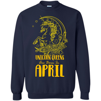 April Unicorn T-shirt Unicorn Queens Are Born In April Navy