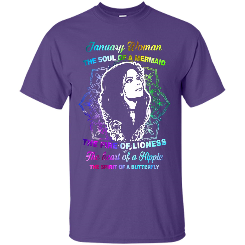 January Woman T-shirt The Heart Of A Hippie Purple