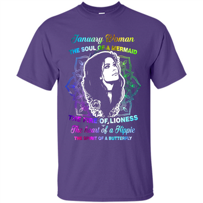 January Woman T-shirt The Heart Of A Hippie Purple