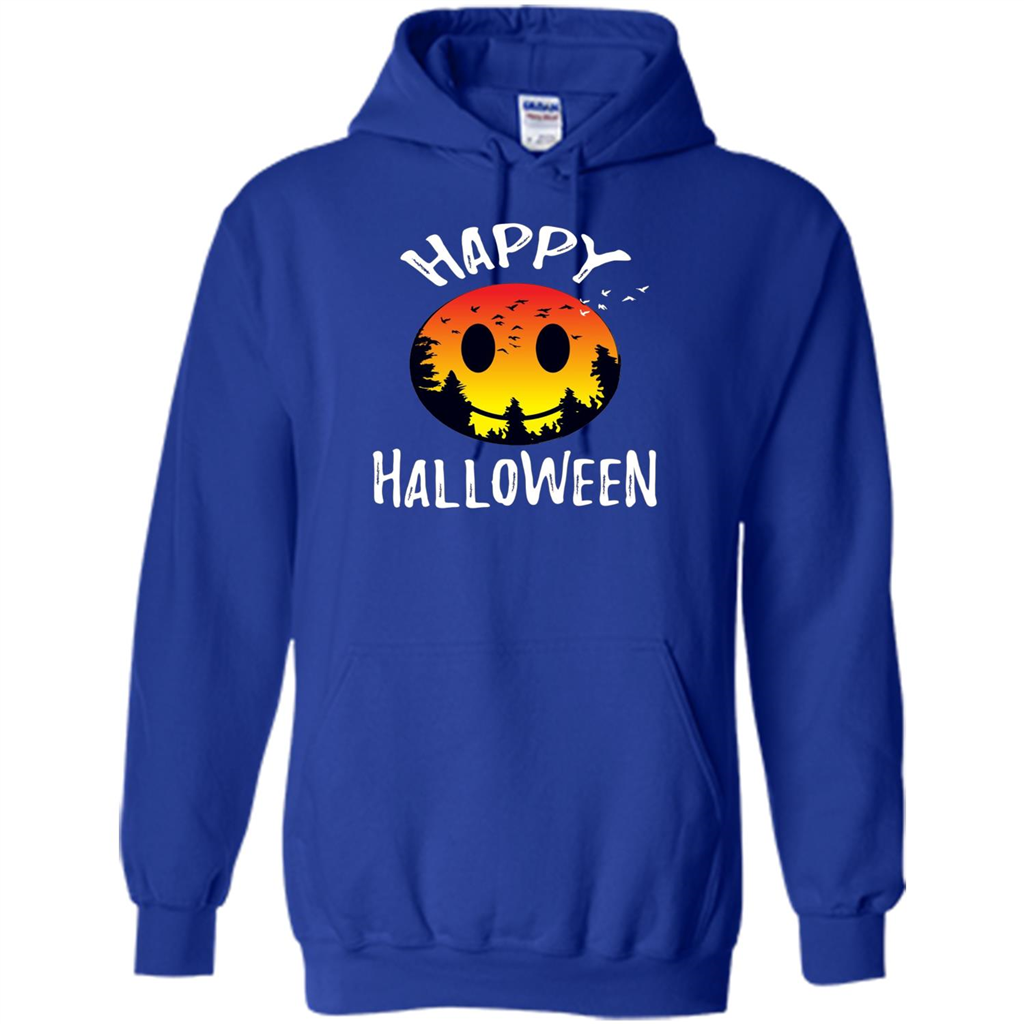 Cute Halloween T-shirt Spooky Camp Happy Face Emoji T-shirt Royal