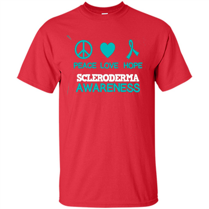 Scleroderma Awareness Ribbon Support T-shirt Peace Love Hope T-shirt Red