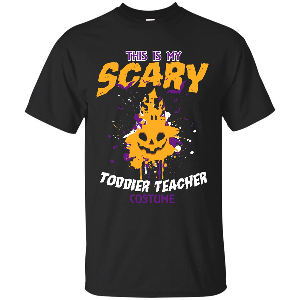 Halloween T-shirt This Is My Scary Toddier Teacher Costume T-shirt Black