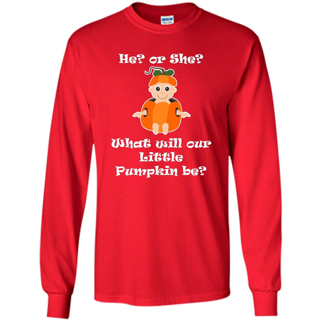 He Or She What Will Little Pumpkin Be Baby Shower T-shirt Red