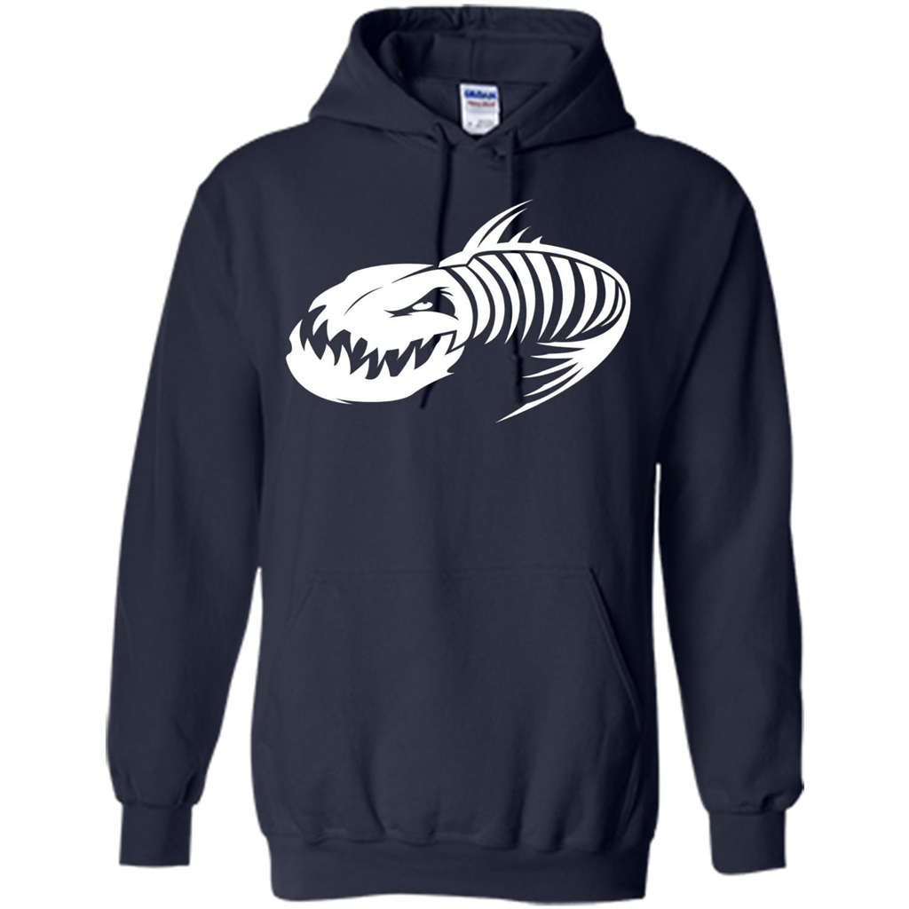 Fisherman Gift T-shirt Badass Fish Bone Skeleton Navy