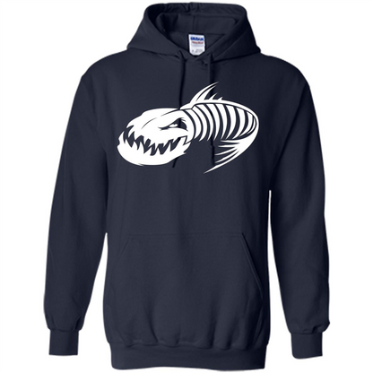 Fisherman Gift T-shirt Badass Fish Bone Skeleton Navy