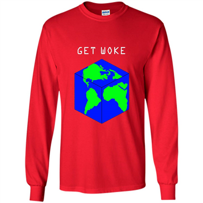 Flat Earther Get Woke T-shirt Earth Society T-shirt Red