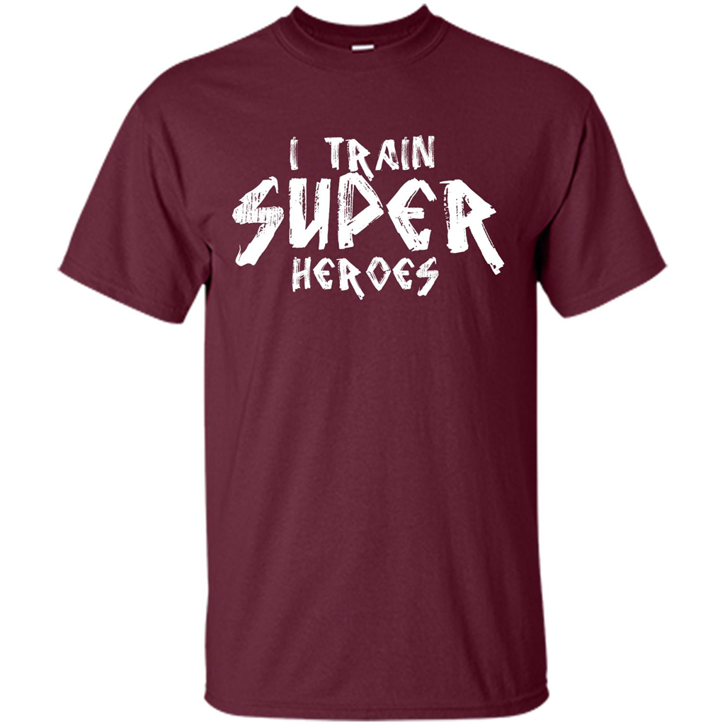 I Train Super Heroes T-shirt Maroon