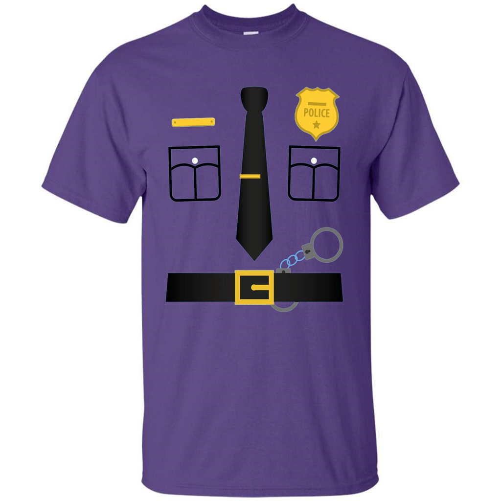 Policeman Costume T-Shirt Halloween Outfit T-shirt Purple