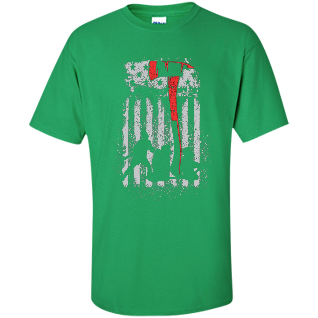 Firefighter With US Flag T-shirt Irish Green