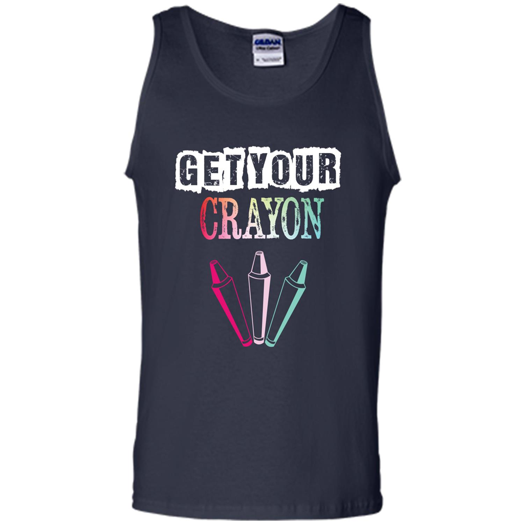 Teacher Lover T-shirt Get Your Crayon Navy