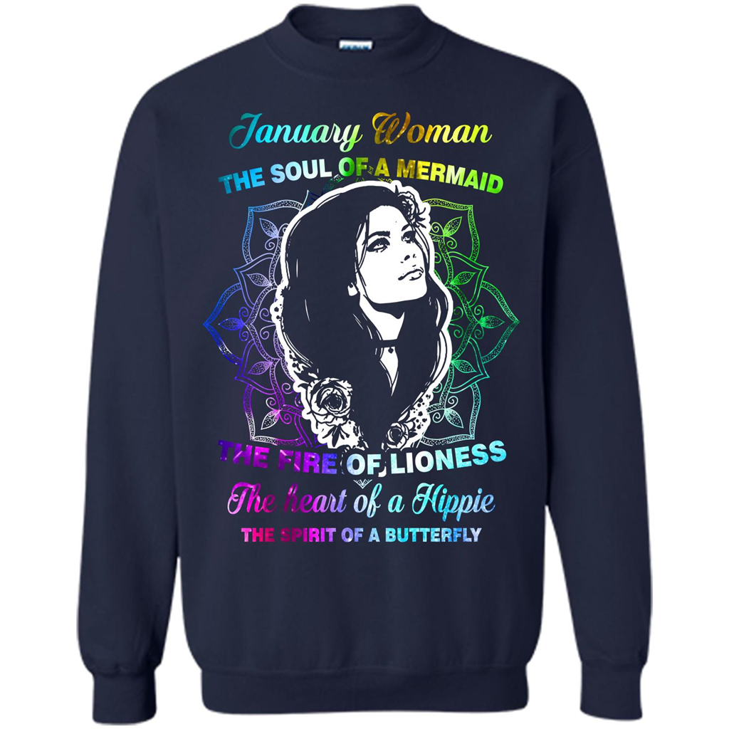 January Woman T-shirt The Heart Of A Hippie Navy