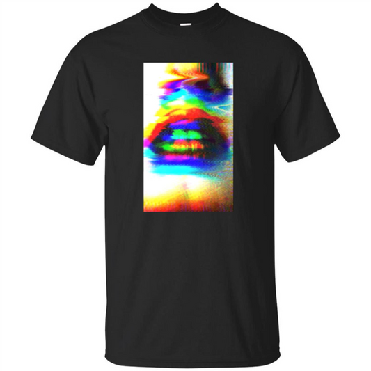 Glitch Art Lips T-shirt Black