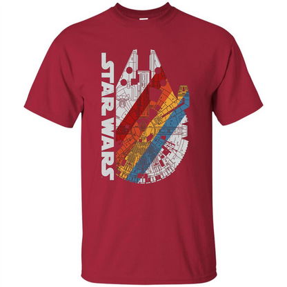 Movie T-shirt The Millennium Falcon Wears Retro Stripes T-shirt Cardinal