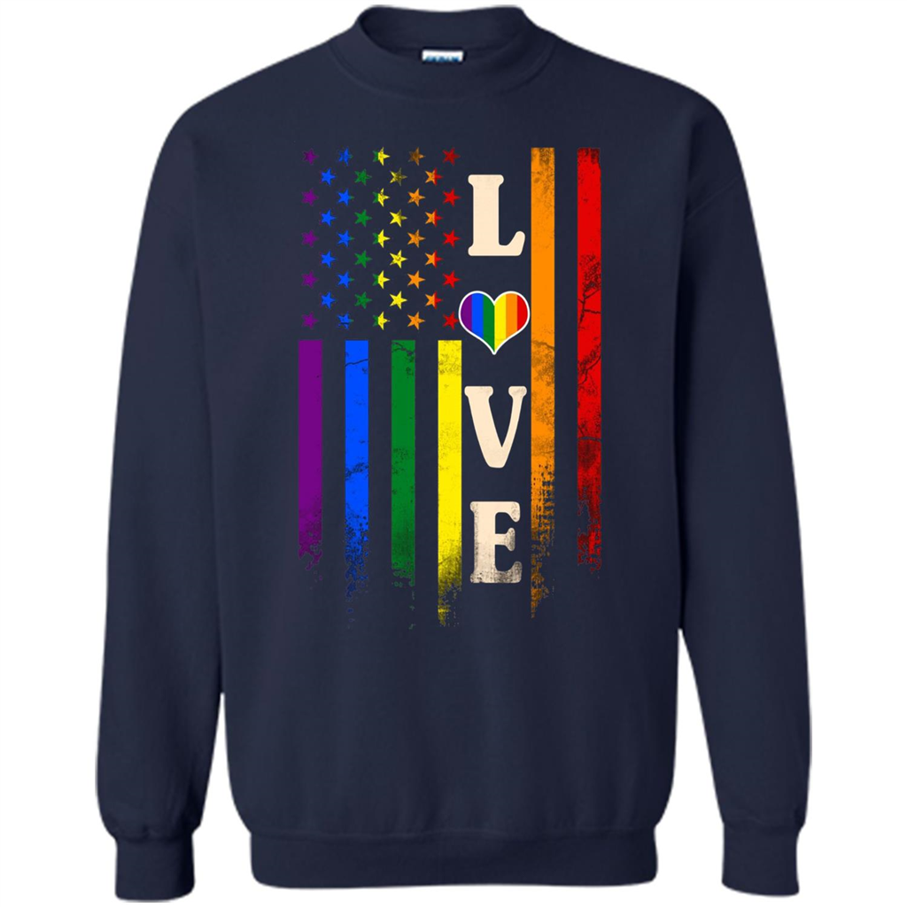 LGBTQ Pride T-shirt Love Rainbow Heart Flag Navy