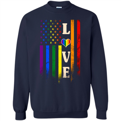 LGBTQ Pride T-shirt Love Rainbow Heart Flag Navy
