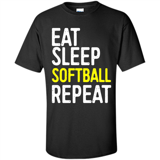 Softball T-shirt Eat Sleep Softball Repeat T-shirt Black