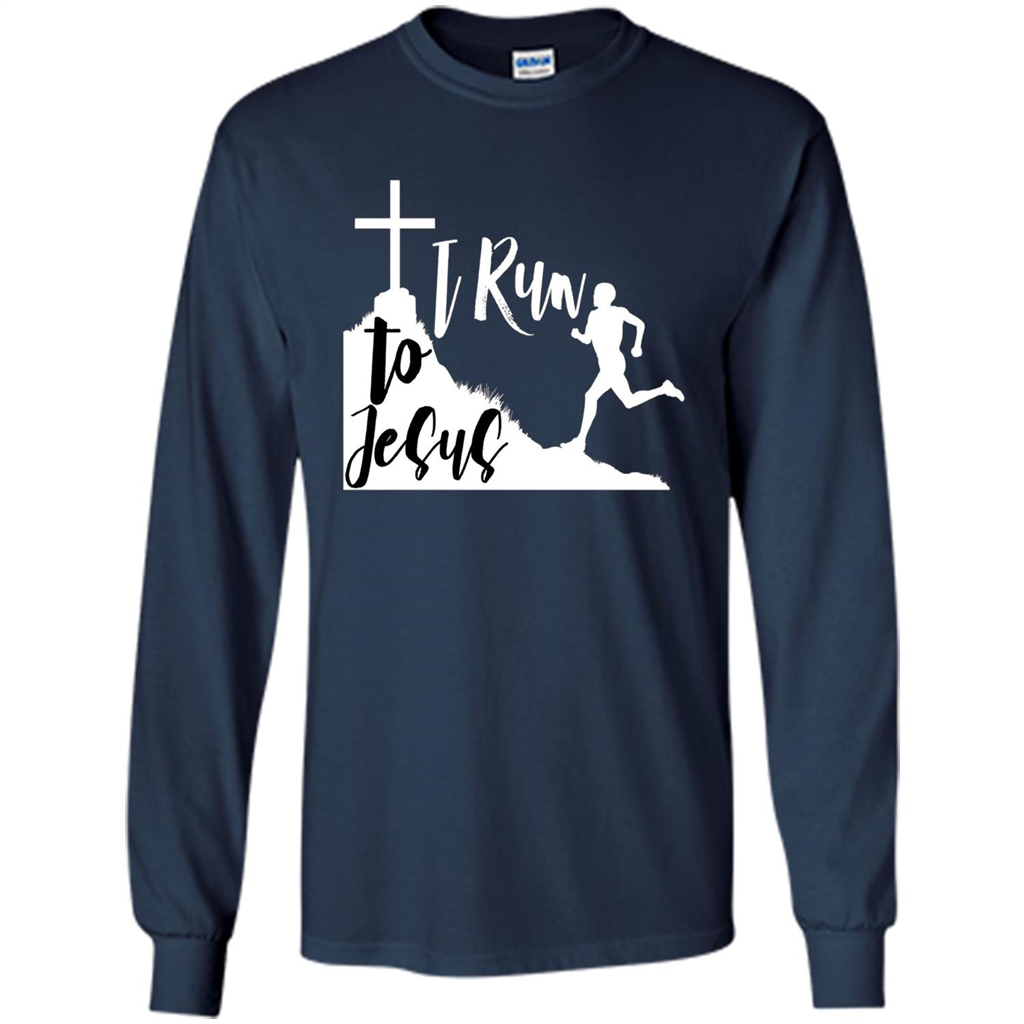 Christian T-shirt I Run To Jesus Navy