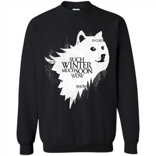 Such Winter Much Soon Dog Wolf T-shirt Black