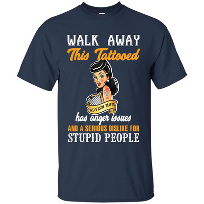 Autism Awareness T-shirt Walk Away This Tattooed Navy
