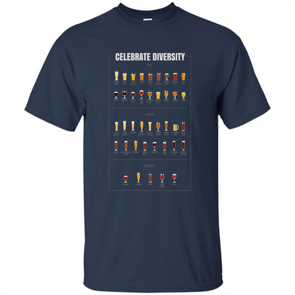 Celebrate Diversity Beer Glasses T-shirt Navy