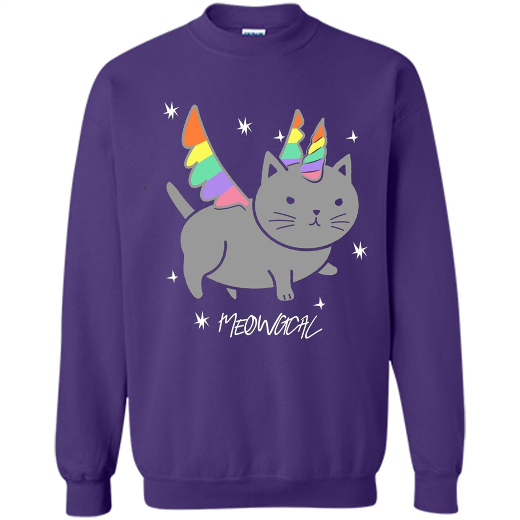 Funny Meowgical Cat Unicorn T-shirt For Cat Lover Purple