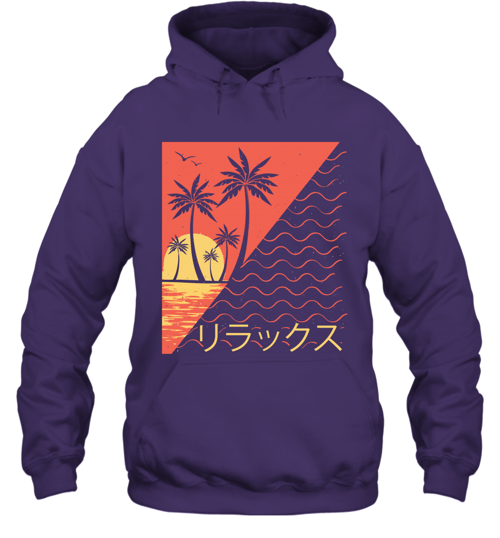 Japan Poster Like Sunset Wave Cool Vibe Shirt Hoodie Hoodie Purple