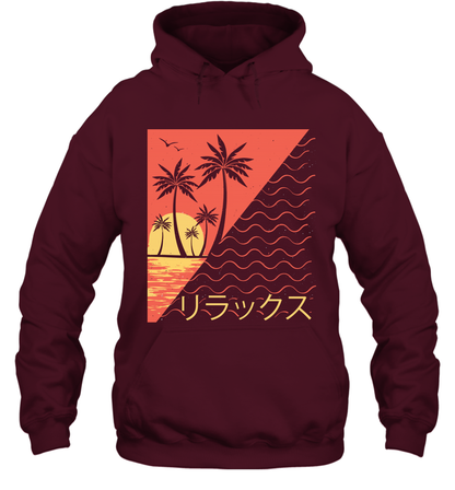 Japan Poster Like Sunset Wave Cool Vibe Shirt Hoodie Hoodie Maroon