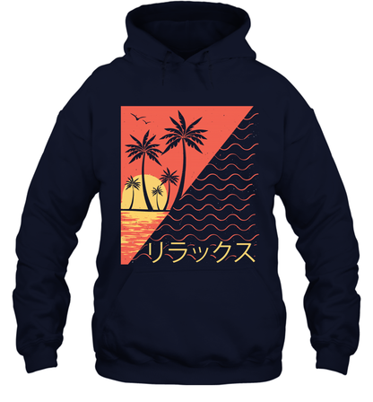 Japan Poster Like Sunset Wave Cool Vibe Shirt Hoodie Hoodie Navy