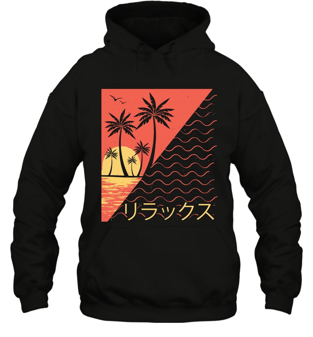 Japan Poster Like Sunset Wave Cool Vibe Shirt Hoodie Hoodie Black