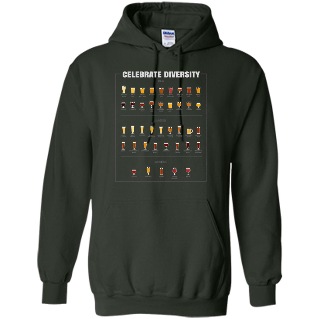 Celebrate Diversity Beer Glasses T-shirt Forest Green