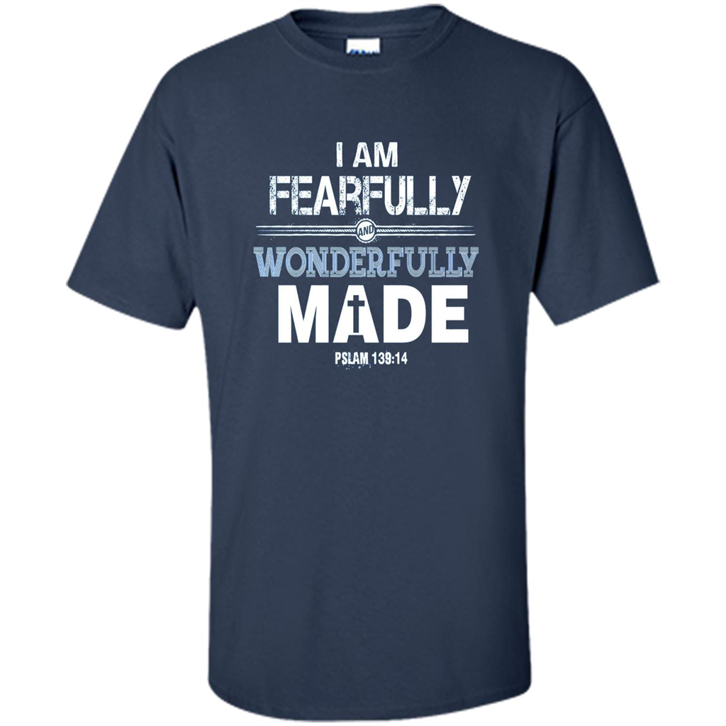 Christian T-shirt I Am Fearfully And Wonderfully Made Navy