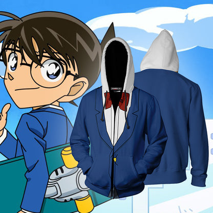 Detective Conan Conan Edogawa Cosplay Zip Up Hoodie Jacket 4XL