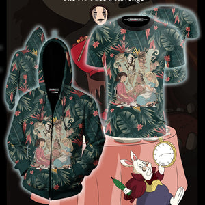 Studio Ghibli And Alice In Wonderland Zip Up Hoodie